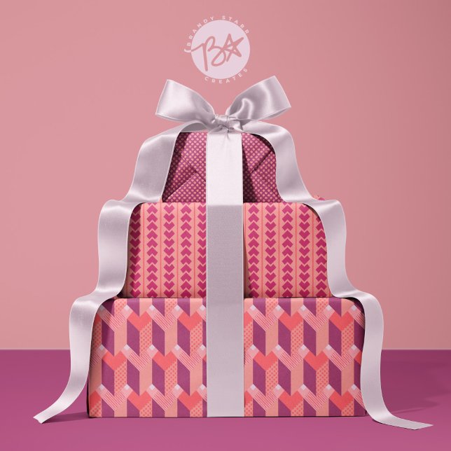 Geometric Love in Magenta, Coral, Pink Wrapping Paper Sheets (Creator Uploaded)