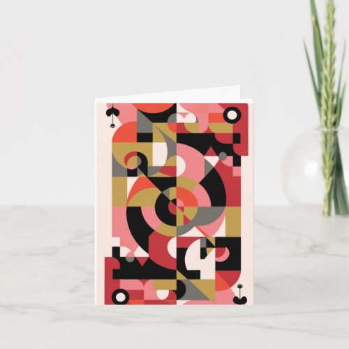 Geometric LOVE in pink black red white yellow  Card