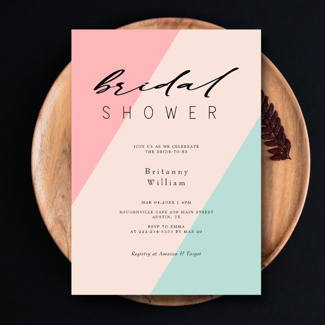 Geometric Love Story Bridal Shower - Customizable Invitation (Geometric Love Story Modern Script Bridal Shower Invitation)