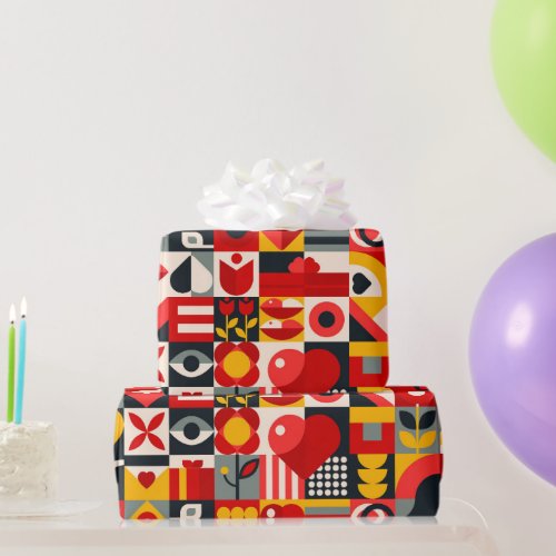 Geometric Love  Wrapping Paper