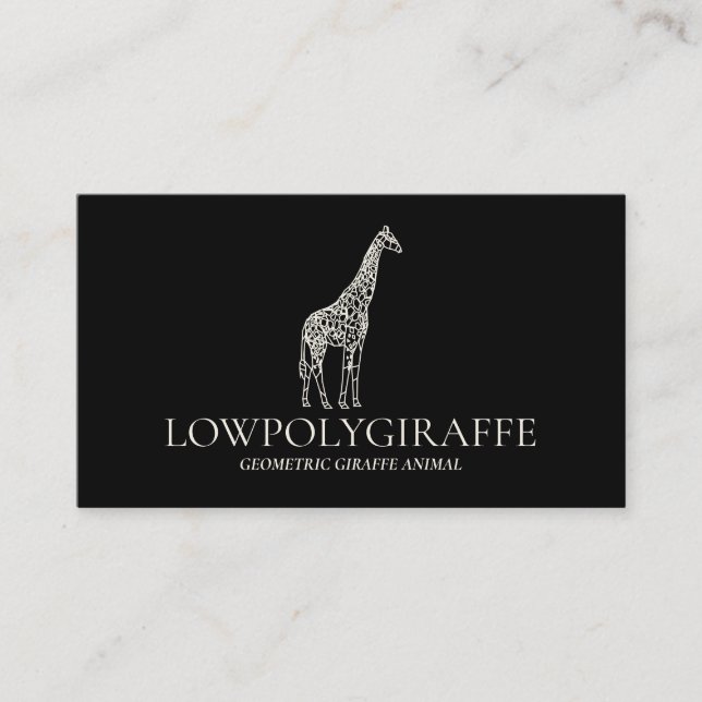Geometric Lowpoly Giraffe Animal Illustration Business Card (Front)
