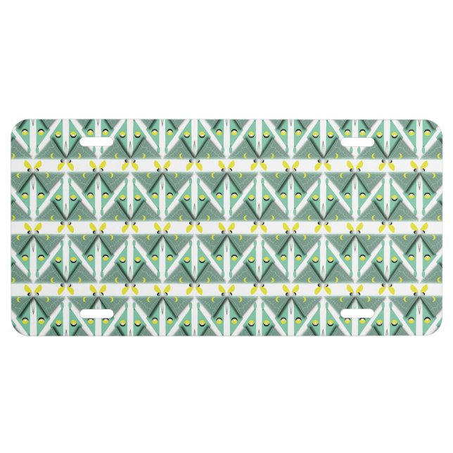 Geometric Luna Moth License Plate (Front)