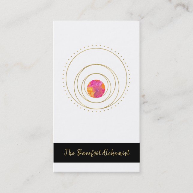 *~*  Geometric Lunar  Sacred Geometry Boho Gold Business Card (Front)