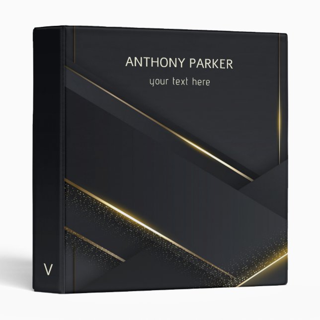 Geometric Luxury Dark Gray Background  3 Ring Binder (Front/Spine)