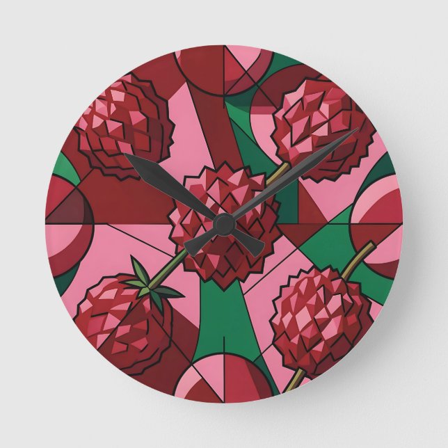 Geometric Lychee Pattern Round Clock (Front)