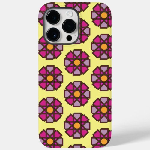 Geometric Magenta Flower Case_Mate iPhone 14 Pro Max Case