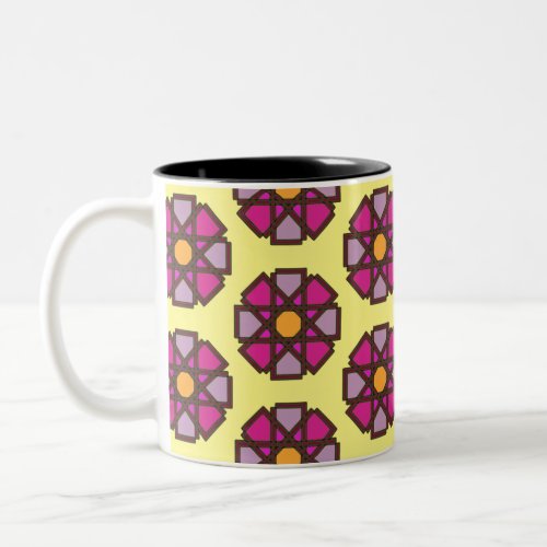 Geometric Magenta Flower Two_Tone Coffee Mug