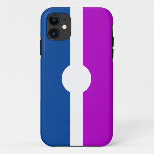 Geometric Magenta Pink Royal Blue White Stripes iPhone 11 Case