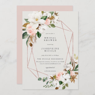 Geometric Magnolia Bridal Shower Invitation