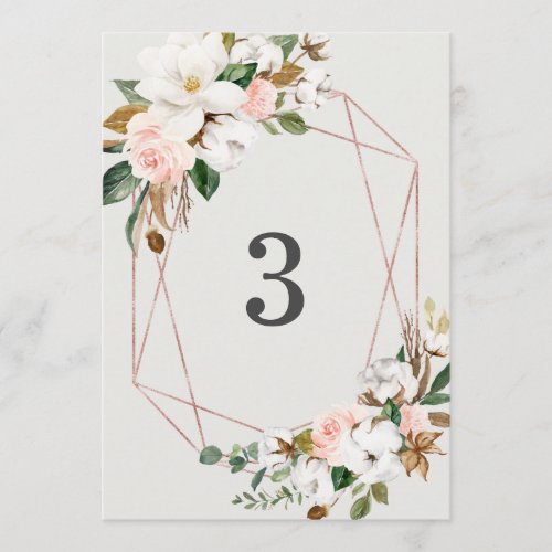 Geometric Magnolia Cotton Table Number Cards