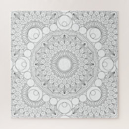 Geometric Mandala Black Lines v2 Coloring Template Jigsaw Puzzle