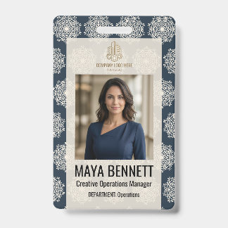 Geometric Mandala Deep Navy Ivory Badge