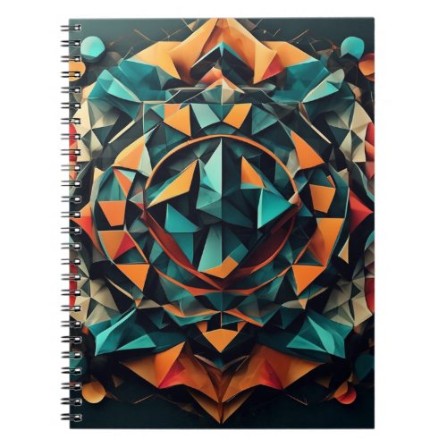 Geometric Mandala Fusion Blue  Orange Dynamic De Notebook