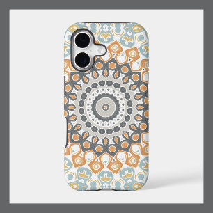 Geometric Mandala in Orange, Gray, and Blue iPhone 17 Case