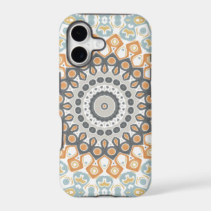 Geometric Mandala in Orange, Gray, and Blue iPhone 17 Case