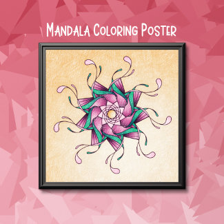 Geometric Mandala Large Adult Coloring Poster