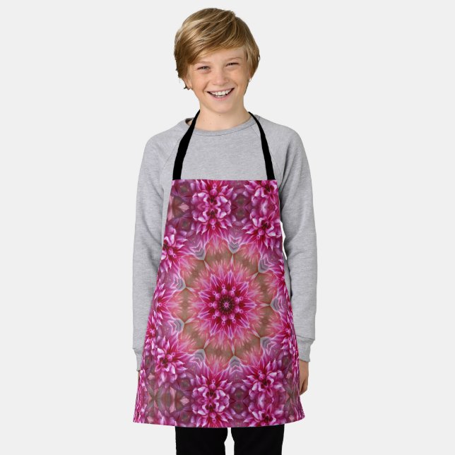 Geometric Mandala Pink Flower Pattern-67545 Apron (Worn)