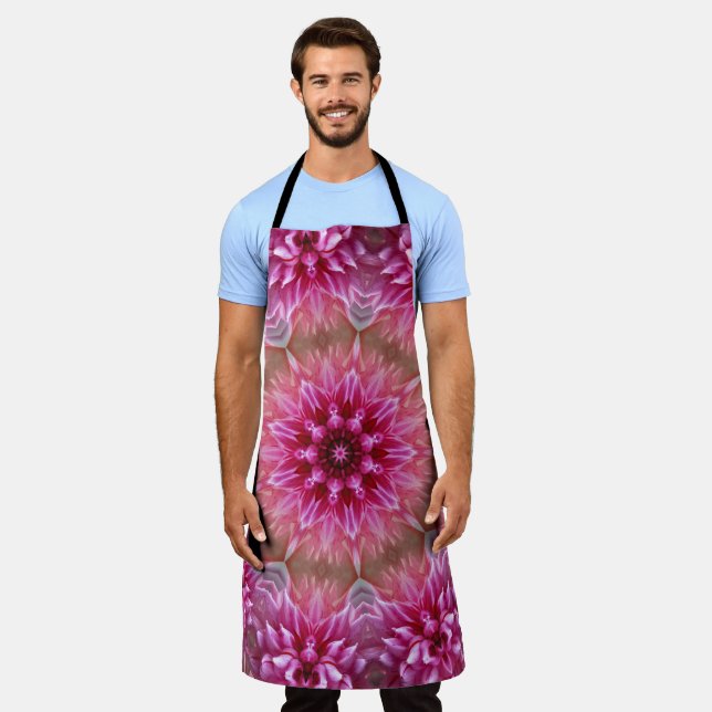 Geometric Mandala Pink Flower Pattern-67545 Apron (Worn)