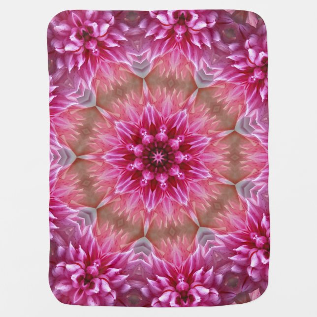 Geometric Mandala Pink Flower Pattern-67545 Baby Blanket (Front)