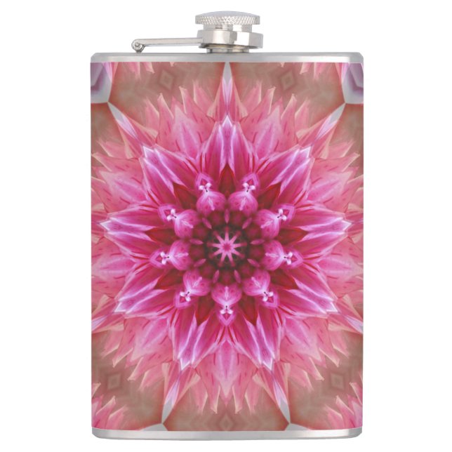 Geometric Mandala Pink Flower Pattern-67545 Flask (Front)