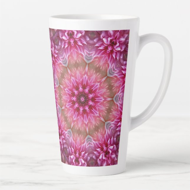 Geometric Mandala Pink Flower Pattern-67545 Latte Mug (Right)