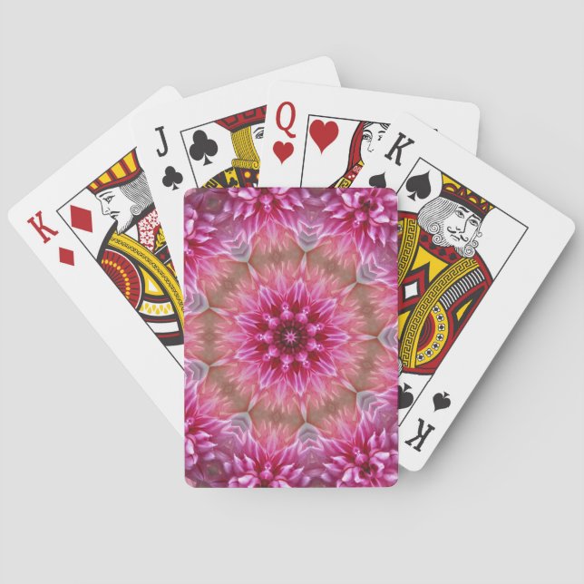 Geometric Mandala Pink Flower Pattern-67545 Poker Cards (Back)