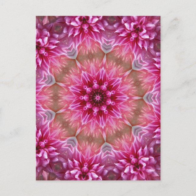 Geometric Mandala Pink Flower Pattern-67545 Postcard (Front)