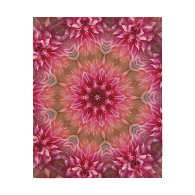 Geometric Mandala Pink Flower Pattern-67545 Wood Wall Art (Front)