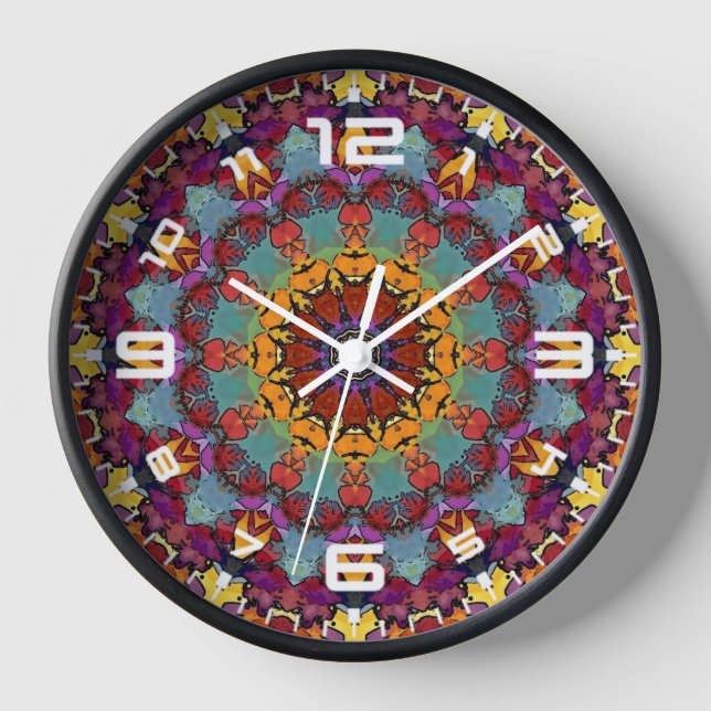 Geometric Mandala Purple Blue Design-64351 Clock (Front)