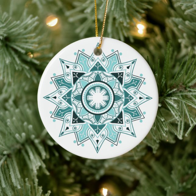Geometric Mandala, tree Ceramic Ornament (Tree)