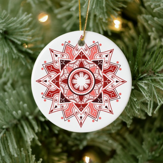 Geometric Mandala, tree  Ceramic Ornament (Tree)