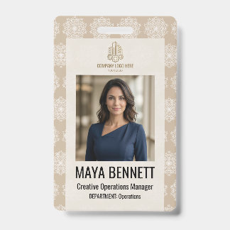 Geometric Mandala Warm Beige Ivory Badge