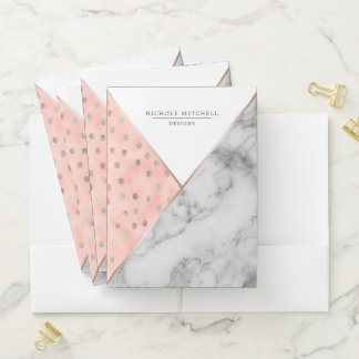 Geometric Marble and Gold Pattern Folder