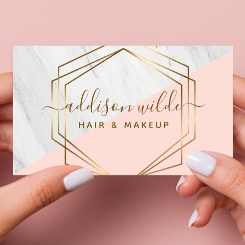 Custom Business Cards 11 Geometric Marble Blush Pink Business Card
