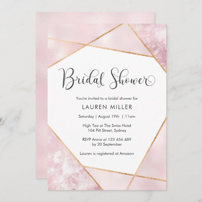 Geometric marble Bridal Shower invitation (Front/Back)