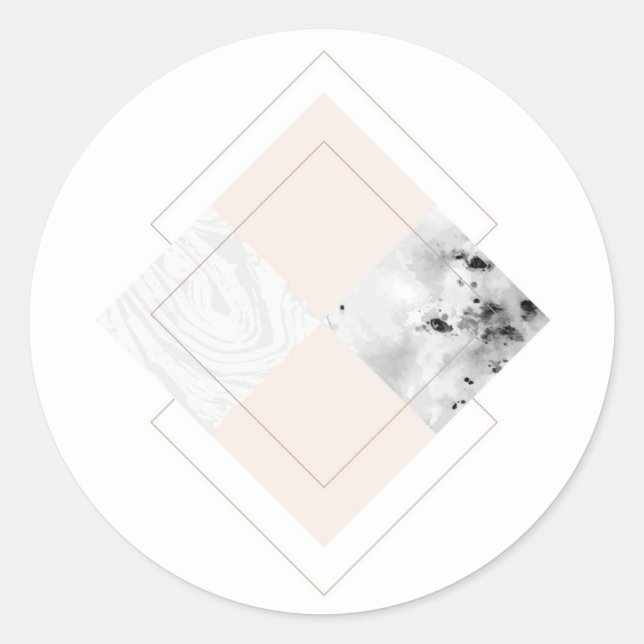 Geometric Marble Design Classic Round Sticker (Front)