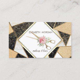 Geometric Marble,Glitter,Frame,Confetti, Scissors Business Card