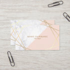 Geometric Marble Gold Light Pink Business Card