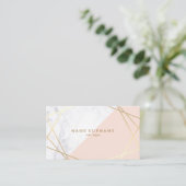 Geometric Marble Gold Light Pink Business Card (Standing Front)
