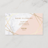 Geometric Marble Gold Light Pink Business Card (Back)