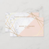 Geometric Marble Gold Light Pink Business Card (Front/Back)