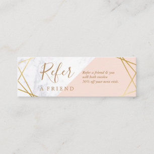 Geometric Marble Gold Light Pink Mini Referral Business Card
