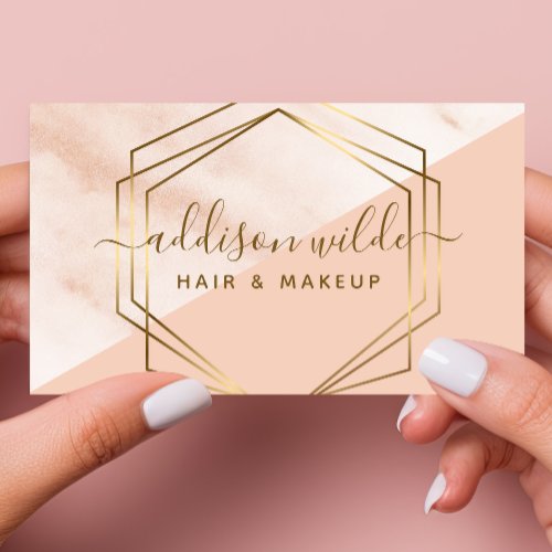 Custom Business Cards 16 Geometric Marble Modern Pink And Gold Trendy Chic Business Card