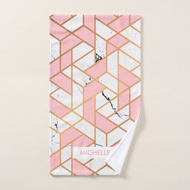 Geometric Marble Pattern Bath Towel Set (Hand Towel)