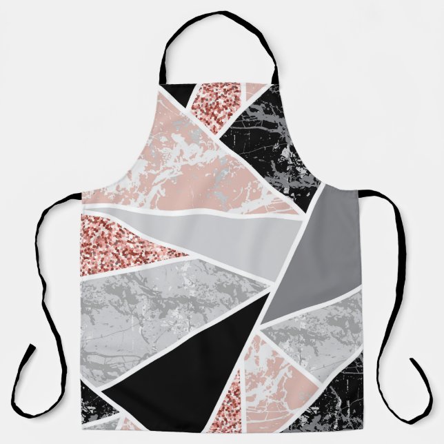 Geometric Marble with Pink Glitter: Seamless Apron (Front)