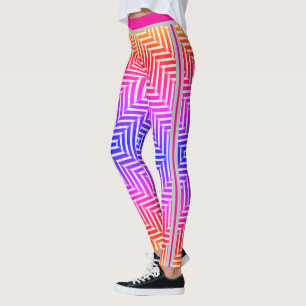 Geometric Maze Optical Illusion Pattern Leggings