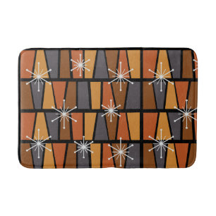Geometric MCM Abstract Burnt Orange Bath Mat