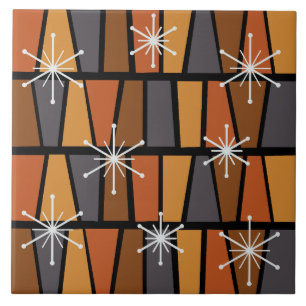 Geometric MCM Abstract Burnt Orange Ceramic Tile