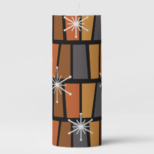 Geometric MCM Abstract Burnt Orange Pillar Candle