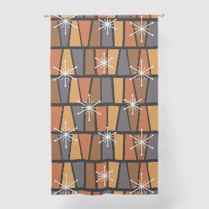 Geometric MCM Abstract Burnt Orange Sheer Curtains